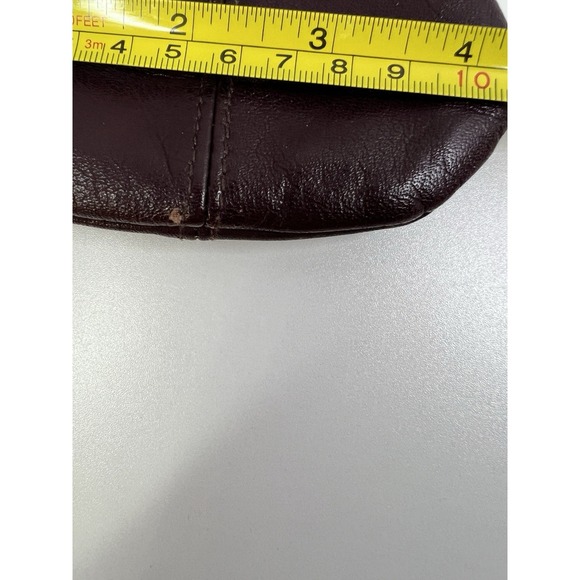 Vintage Brown Leather Kiss Lock Coin Purse Clutch Silver Frame 80s 90s - Picture 8 of 8